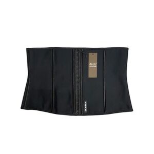 Kimikal Waist Trainer Corset Black Latex Cincher Hook & Eye Shapewear Belt